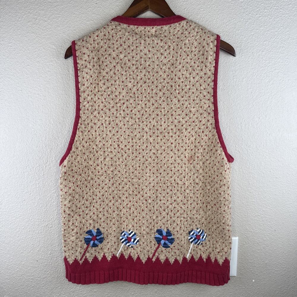 Vintage Women’s Quacker Factory Americana Red Knitted Sweater Vest Size Large - Picture 11 of 11
